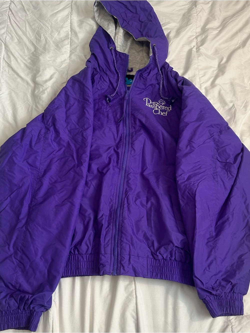 Pampered Chef Purple Hooded Windbreaker Jacket Tri-Mountain Medium